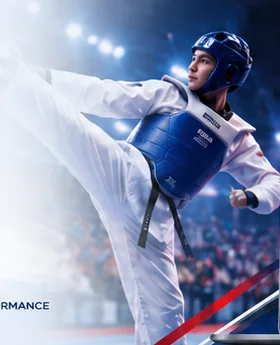Taekwondo athlete in competition