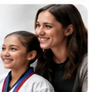 Parent supporting a young athlete
